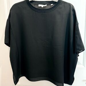 VINCE. Like New Black Short Sleeve Boxy Silk Blouse T-Shirt size XS